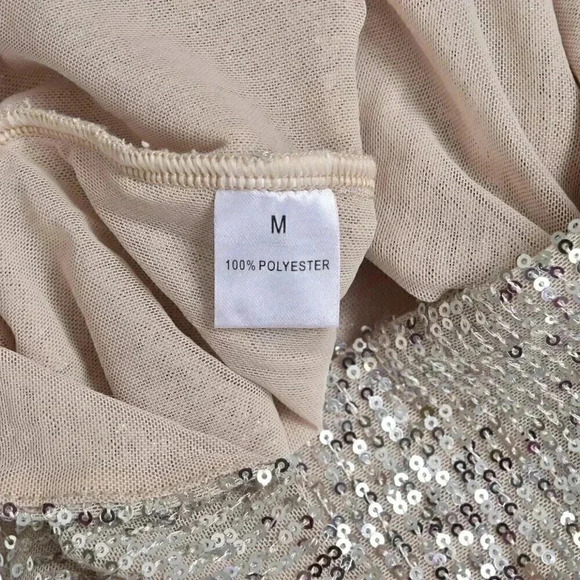 Bella Barnett Gold Metallic Sequins Dress Evening Sexy Formal One Shoulder Med - Picture 11 of 12